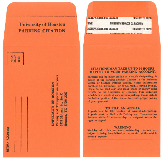 Parking Citation Envelopes