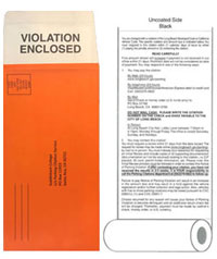 Custom Parking Citation Supplies and Parking Violation Envelopes